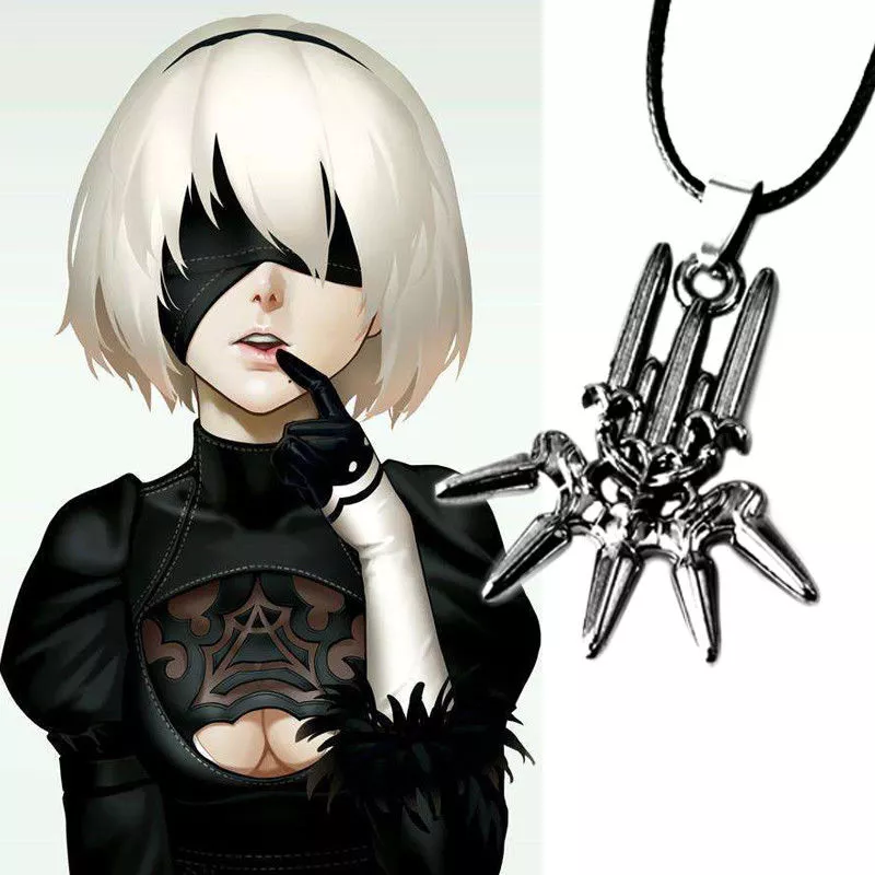 colar jogo nier automata yorha neckchain no.2 tipo b 2b metal pingente Action Figure NieR Automata YoRHa No. 2 Type B 2B Fighting 14cm