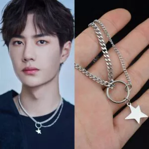 colar k pop pentagrama assimetrico colares pingentes colar de corrente dupla para Pulseira Kpop bangtan meninos jung kook jungkook pulseira de jóias cadeia frisada pulseira de contas redondas pulseira atacado novo atacado