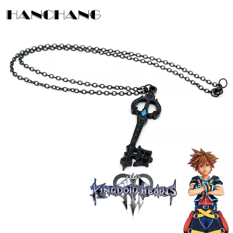 colar kingdom hearts keyblade oblivion black metal pingentes colares Colar Kingdom Hearts Keyblade Oblivion Black Metal Pingentes Colares Acessórios de Cosplay Homens