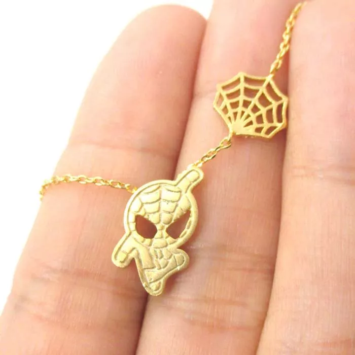colar marvel homem aranha teia dourado Colar Anime Sailor Moon 001