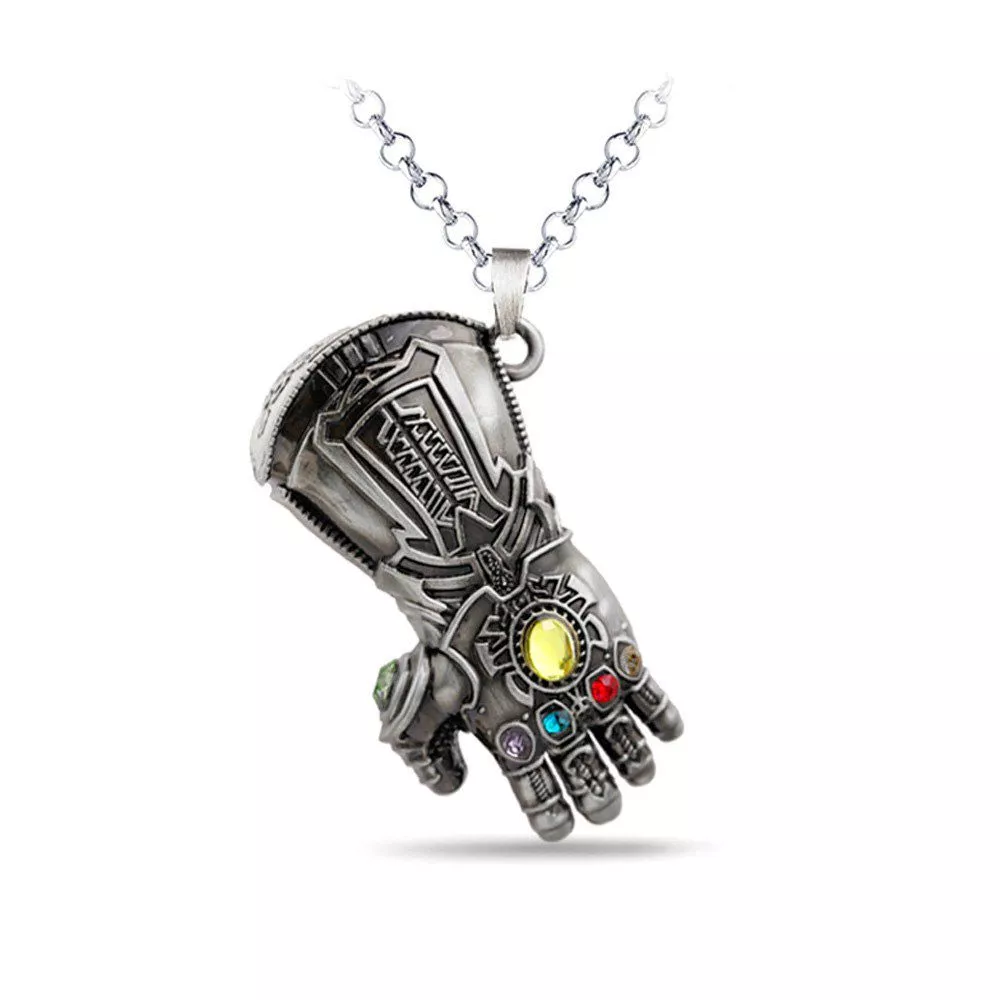 Colar Marvel Vingadores Guerra Infinita Manopla Thanos Joias do Infinito Prata