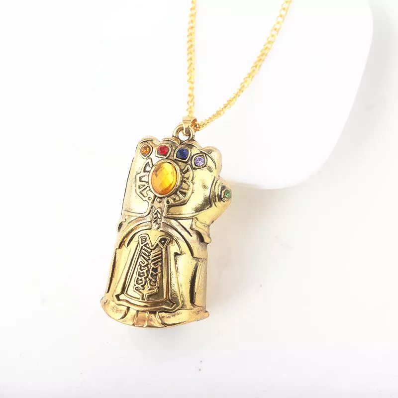 Colar Marvel Vingadores Guerra Infinita Thanos Joias do Infinito Dourado