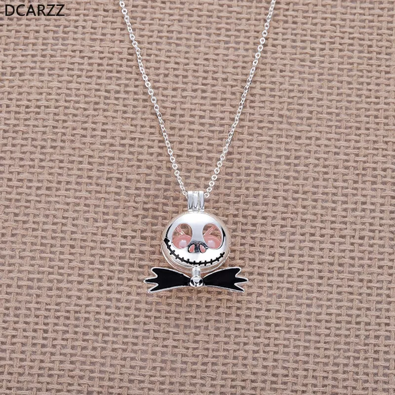 Colar Nightmare Before Christmas O pesadelo antes do natal jack colar rosa pérola grânulos pérola gaiola pingente crianças presente de natal colar cosplay jóias