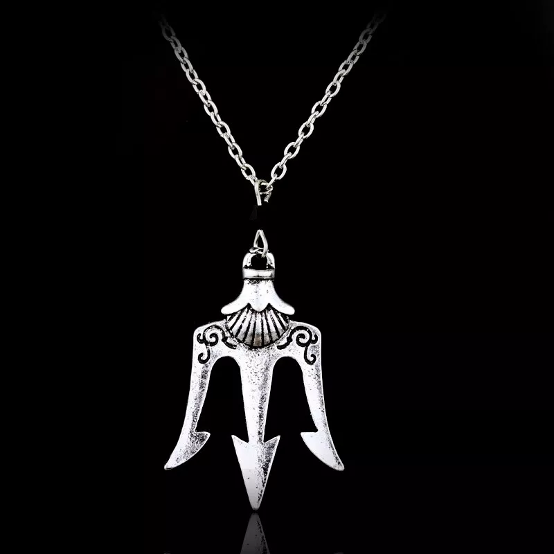 Colar Percy Jackson Lightning Thief Necklace Poseidon Trident Greek God Sea Mount Olympus Pendant Fashion Accessories