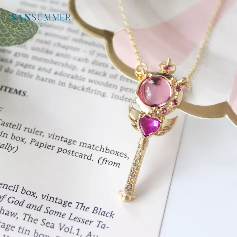Colar Sailor Moon Pingentes de varinha mágica feminino bonito & pingentes colares de corrente colar de colar de colar de colar feminino colares de jóias femme bijoux femme