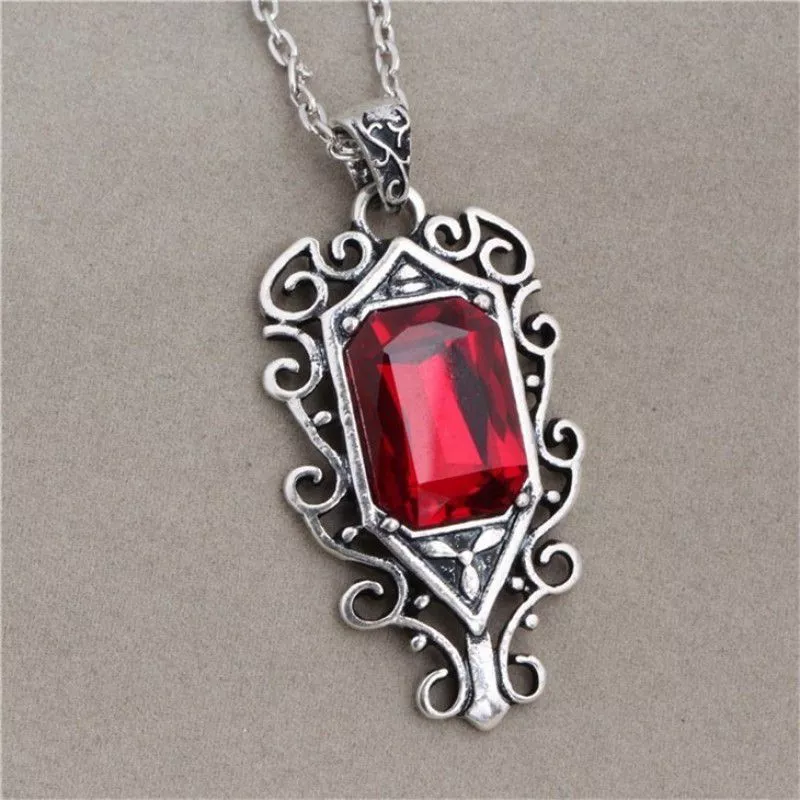 Colar Série ABC ShadowHunters Instrumentos Mortais Isabelle Lightwood Pedra Vermelha