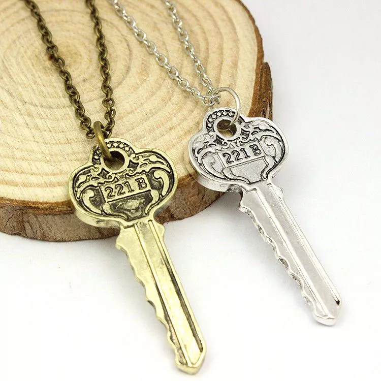 colar sherlock holmes 221b chave prata ouro Caneta Ovelha Branca Cute BTS BT21