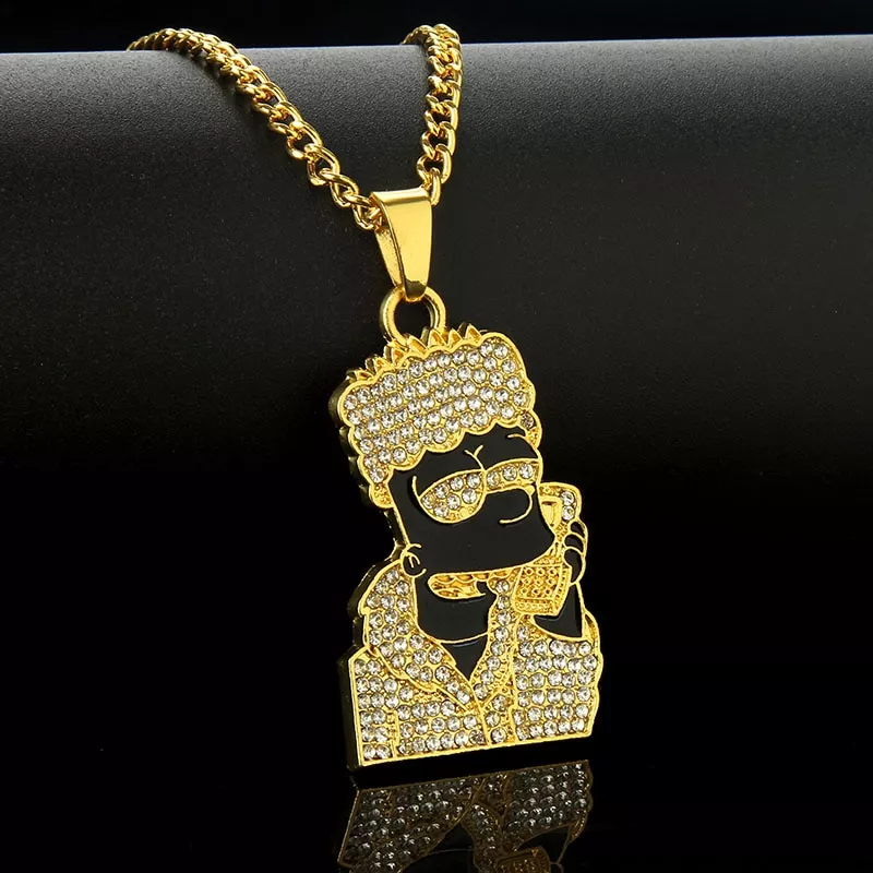 colar simpsons bart brilhante strass joias dos desenhos animados simpsons Colar borboleta delicada pingente colar uso diário item de moda feminino jóias incrustadas cz pedra brilhante colar presentes