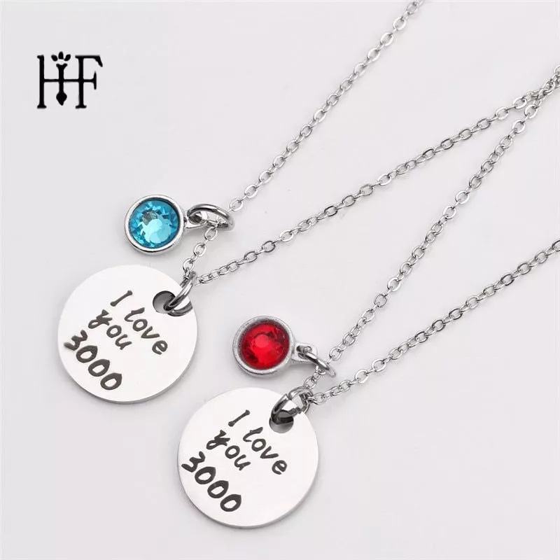 Colar The Avengers 4 Iron Man Tony Stark I Love You 3000 Times Necklaces Arc Reactor Pendant Necklace Red Blue Crystal Hot Kolye