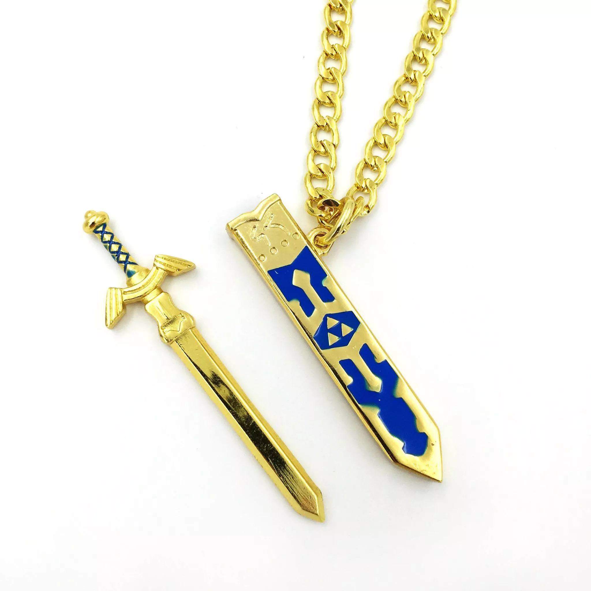 colar the legend of zelda link espada removivel dourado Colar Star Trek Nave Prata