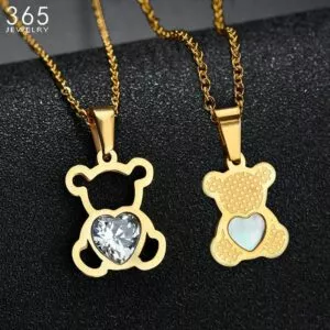 colar vazado de urso corrente de zirconia cubica colar feminino de ouro cor Colar Skyrim feminino com pingente de raposa, colar com pingente de animal de ouro e raposa, de aço inoxidável 316l, gargantilha, acessório de joias para presente