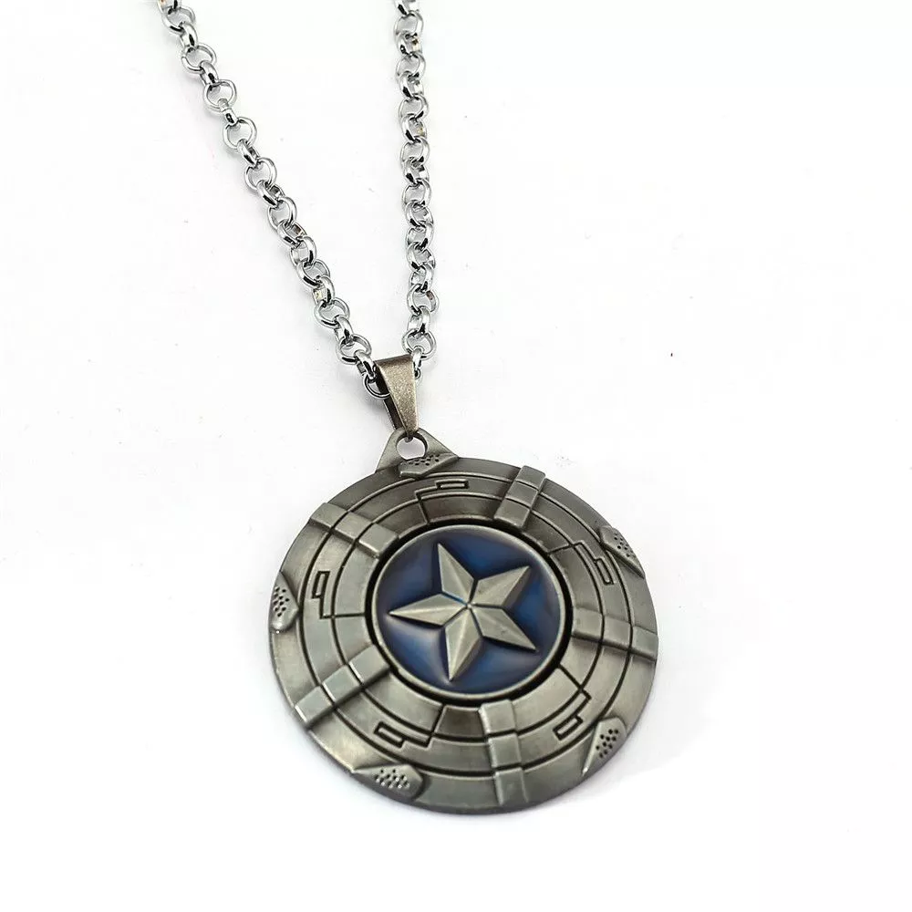 Colar Vingadores Marvel Capitão América Escudo Prata