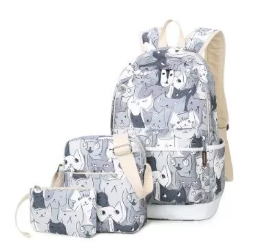 conjunto mochila aequeen gato Mochila Pasta Bolsa Vamp Ossos Caixão