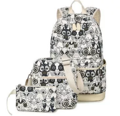 Conjunto Mochila Pasta Bolsa Coruja