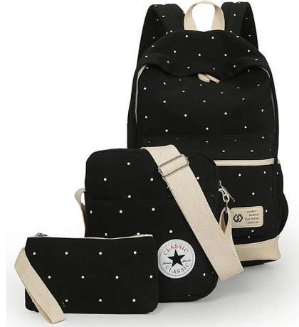 Conjunto Mochila Pasta Bolsa Jasmin Noir Várias Cores
