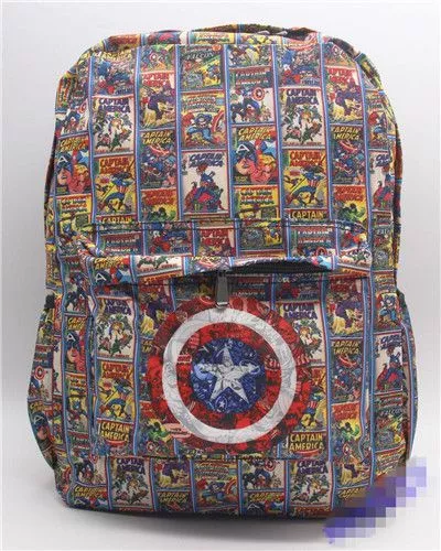 conjunto mochila super herois quadrinhos hq capitao america Colar Vingadores Marvel Capitão América Escudo Dourado