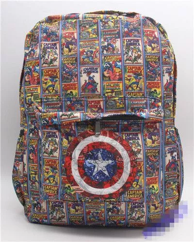 conjunto mochila super herois quadrinhos hq capitao america Mochila Infantil Pinguim Azul