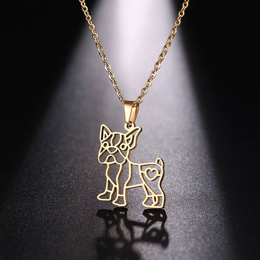 Dotifi aço inoxidável colar para mulher homem bonito cão ouro e prata cor pingente colar noivado jóias