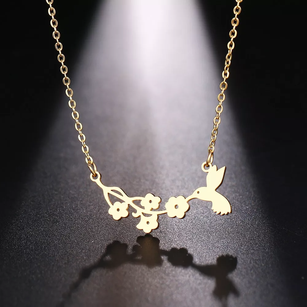dotifi-stainless-steel-necklace-for-women-man-bird-and-flower-gold-and
