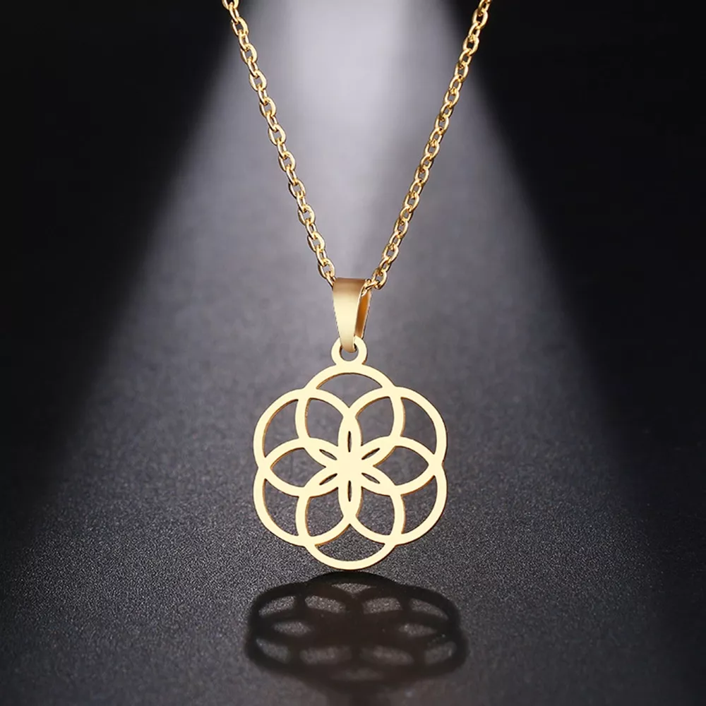 DOTIFI  Stainless Steel Necklace For Women Man Round Circle Designed Geometric Pendant Necklace Engagement Jewelry