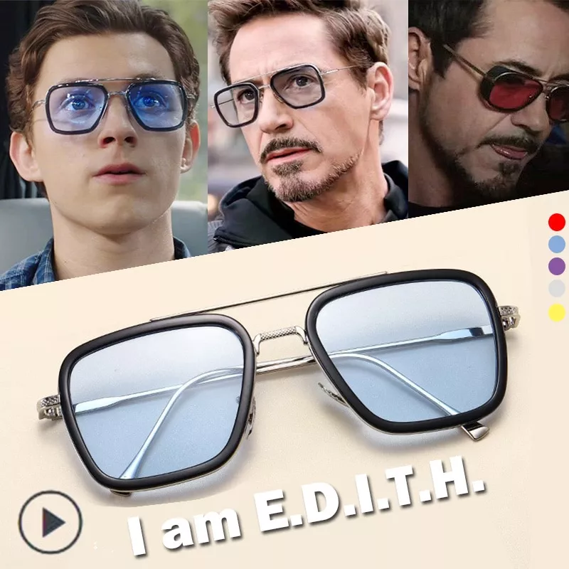 edith oculos homem aranha oculos longe de casa peter parker homem de ferro Óculos Retângulo óculos de sol moda feminina marca de luxo designer vermelho rosa claro pequena lente personalidade óculos de sol máscaras uv400 eyewear