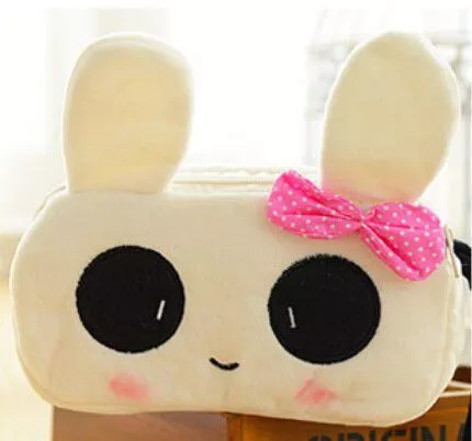 Estojo Bolsa Porta Lápis Escolar Cute Panda Laço Rosa