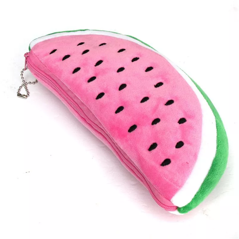 estojo bolsa porta lapis escolar melancia rosa Estojo escolar de couro pu de zíper, bolsa criativa fofa para lápis e caneta para meninos e meninas