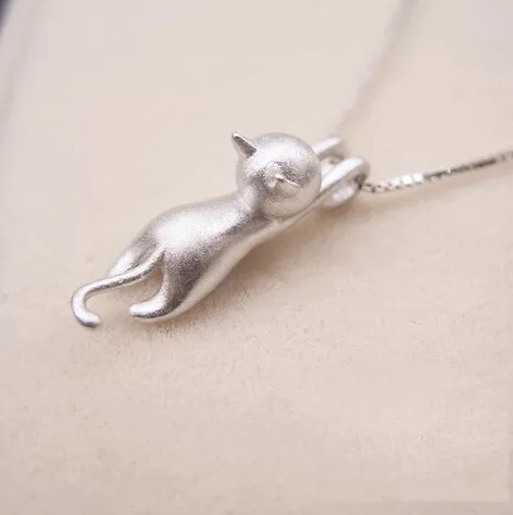 fashion-real-925-sterling-silver-lovely-long-chain-cat-choker-necklaces-for