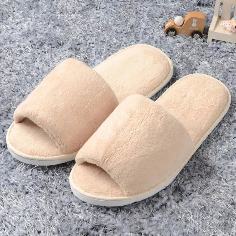 Feminino & masculino dedo do pé aberto chinelos de inverno quente chinelos de pelúcia feminino slides interior quarto unisex sapatos casuais