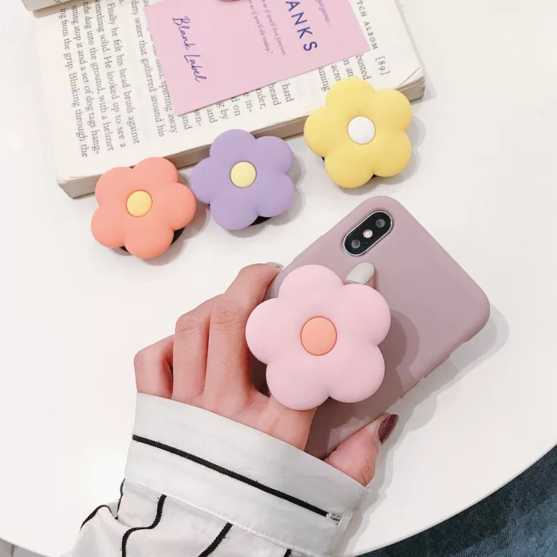 Flor colorida titular do telefone dobrável tablet suporte soquete dedo ajuste fácil aperto universal para iphone 11 x xr 7 xiaomi nota 9 pro