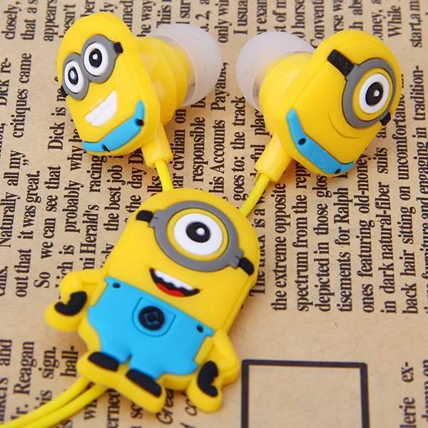 fone de ouvido earphone intraauricular minions despicable me meu malvado Brinco Coreia K-Pop Da Liga Do Parafuso Prisioneiro Do Punk Rock Pena Do Moderno Árvore folha Pingente Clipe Auricular Caras Mulheres do Hip Hop Meninos brinco Unisex