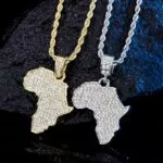 colar-Africa-mapa-iced-para-fora-corrente-strass-cristal-ouro-prata-cor-pingente