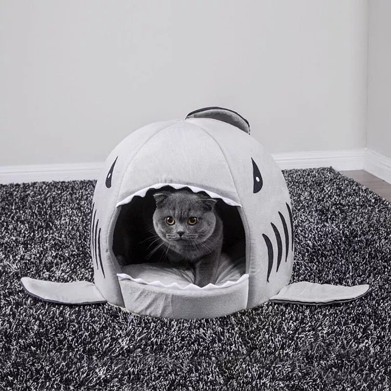 Gato do animal de estimação cama macia almofada do animal de estimação casa do cão tubarão para grandes cães tenda de alta qualidade algodão pequeno cão saco de dormir viagem produtos engrenagem