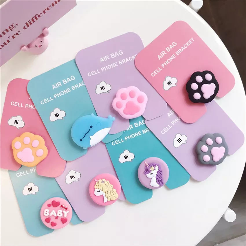 Gato pata dos desenhos animados titular do telefone dobrável tablet suporte soquete e anel de dedo ajuste fácil aperto universal para iphone 11 8 7 plus xiaomi