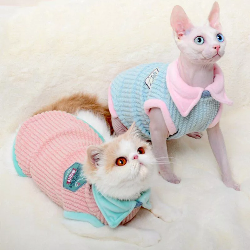 Gato roupas sem mangas colete net sphinx roupas de gato para cães pequenos roupas de inverno cães animais de estimação roupas