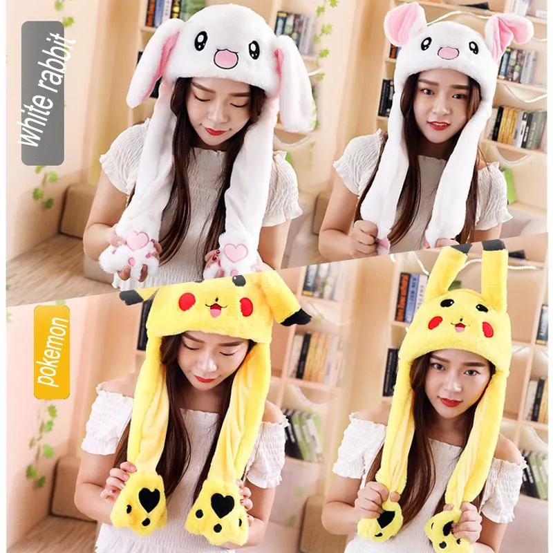 gorro pokemon pikachu chapeu orelhas moveis coelho chapeu saltando coelho bone Óculos Motorista photobooth adereços censor barra óculos de sol preto olho coberto óculos de sol foto cabine adereços festa decoração