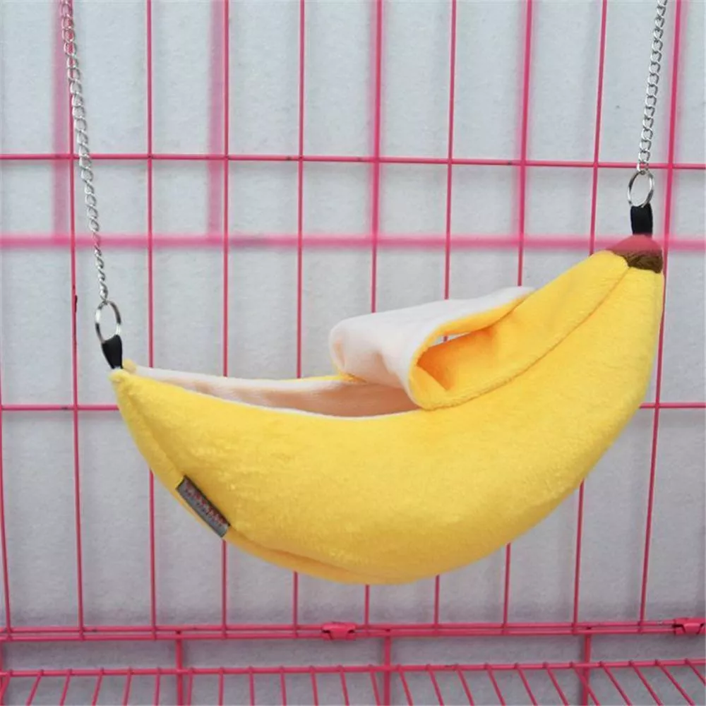Hamster banana em forma de algodão rede lua barco cabine pequeno animal de estimação gerbil rato pendurado inverno quente ninho pet produtos