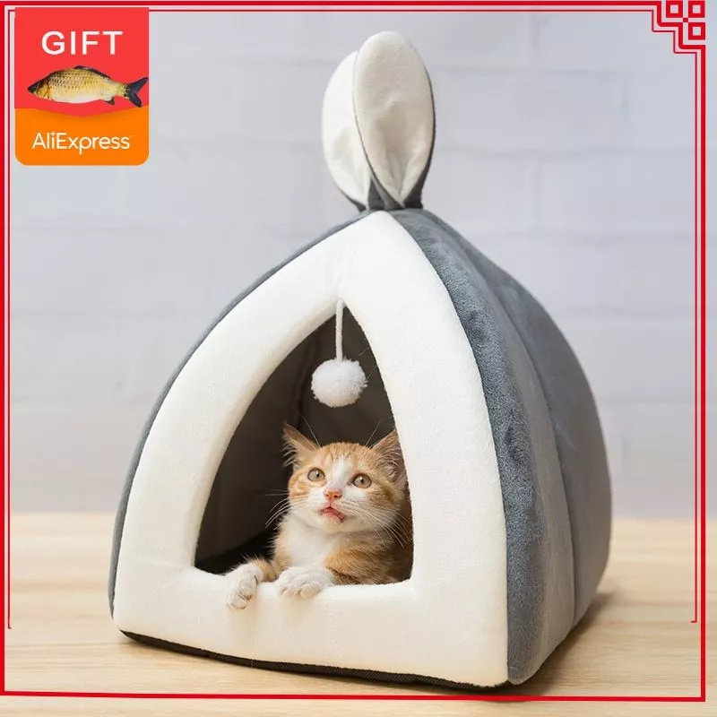 hot sell pet cat bed indoor kitten house warm small for cats dogs nest collapsible cat Hamster House Guinea Pig Accessories Hamster Cotton House Small Animal Nest Winter Warm For Rodent/Guinea Pig/Rat/Hedgehog