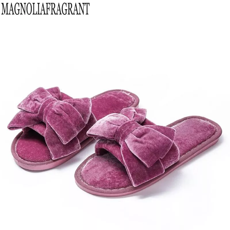 inverno feminino outono casa chinelos senhoras grande arco sapatos Pantufa Moda feminina chinelos de inverno quente pele slides das senhoras dos homens meninos meninas casa sapatos salto plano casa interior quarto zapatilla mujer