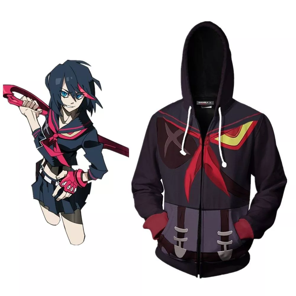 jaqueta anime kill la kill matoi ryuuko cosplay anime 3d homens mulheres casaco Moletom Sword Art Online kirito asuna yuuki anime cosplay hoodies trajes das mulheres dos homens jaqueta primavera com zíper casaco com capuz S-5XL