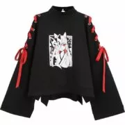 Jaqueta Attack on Titan Shingeki no Kyojin Verão roupas femininas anime raposa impresso cruz fita feminina lolita meninas camiseta harajuku primavera preto saia superior hoodies