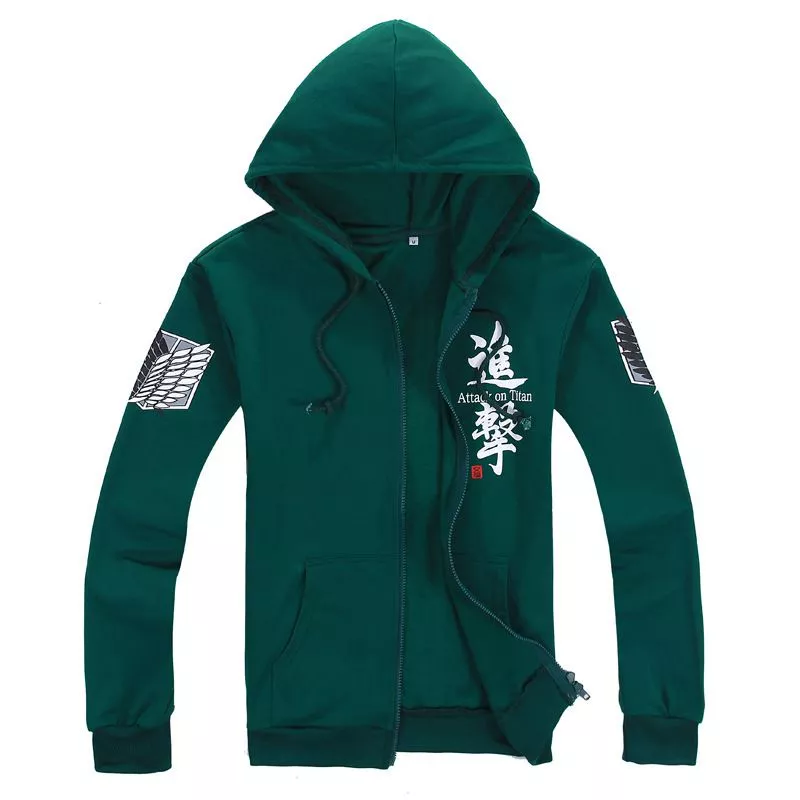 Jaqueta Blusa Frio Anime Attack on Titan Shingeki No Kyojin Cosplay Verde #002