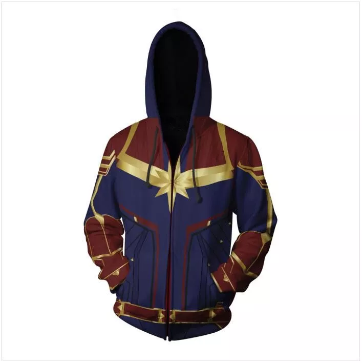 Jaqueta Blusa Frio Capitã Marvel Uniforme Vingadores Avengers #2 Moletom