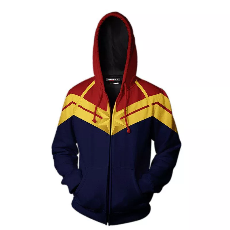 Jaqueta Blusa Frio Capitã Marvel Uniforme Vingadores Avengers #3 Moletom