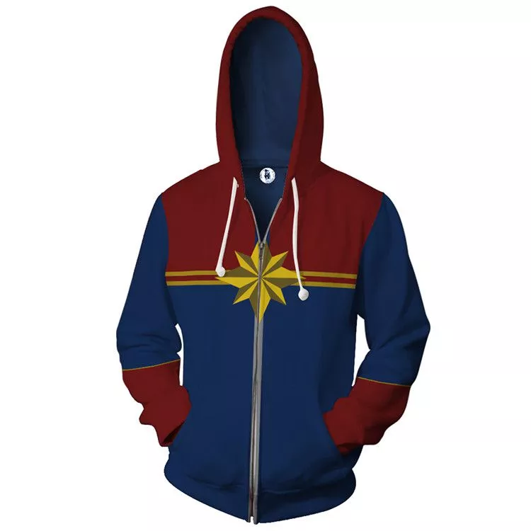 Jaqueta Blusa Frio Capitã Marvel Uniforme Vingadores Avengers #4 Moletom