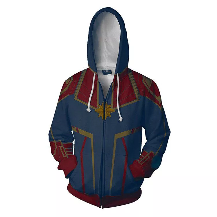 Jaqueta Blusa Frio Capitã Marvel Uniforme Vingadores Avengers #4 Moletom