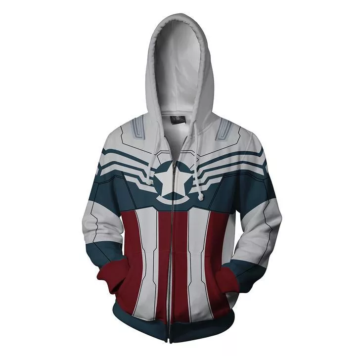 Jaqueta Blusa Frio Capitão América Sam Wilson Vingadores Ultimato Avengers Endgame Marvel Uniforme Moletom