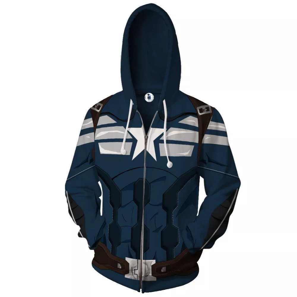 Jaqueta Blusa Frio Capitão América Uniforme Cartoon Vingadores Avengers Ultimato Marvel