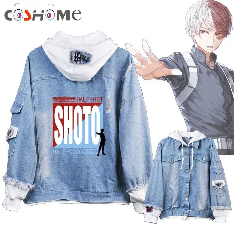 jaqueta boku no my hero academia midoriya shoto todoroki cosplay hoodies costumes men Jaqueta Boku No My Hero Academia Midoriya Shoto Todoroki Cosplay Hoodies Costumes Men Women Denim Jacket