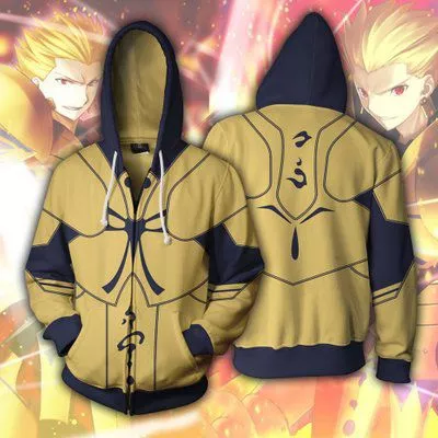 jaqueta fate stay night archer cosplay gilgamesh traje lancer 3d impressao zipper Puoupuou engrossar engraçado roupas para cães de estimação inverno quente roupas para animais de estimação hoodies moletom para pequenos cães médios filhote de cachorro bonito XS-XXL